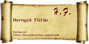 Hornyik Fülöp névjegykártya